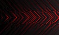 Abstract red light black lines,  futuristic cyber energy  concept. Directional arrow on dark grey background. Modern technology ve Royalty Free Stock Photo