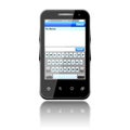 Mobile phone with sms menu screen. Space for text Royalty Free Stock Photo