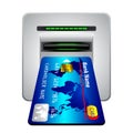 Money withdrawal. ATM and credit or debit card Royalty Free Stock Photo