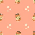 Drink Cans Orange Flavor Illustration, Seamless Pattern, Vector EPS 10.