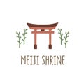 Hand Drawn Meiji Shrine Clipart, Japanese Illustration, Vector Art EPS 10. Royalty Free Stock Photo