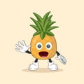 Cute pineapple mascot with various kinds of expressions set collection