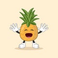 Cute pineapple mascot with various kinds of expressions set collection