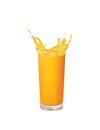 Orange juice splash glass