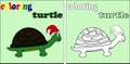 Coloring turtle vector for children