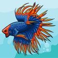 Crown tail betta fish mascot. esport logo design Royalty Free Stock Photo