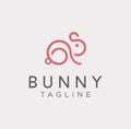 Rabbit Logo Line Art Icon Design Template. Cute bunny symbol farm animals. Pet animal concept. Unique Animal Logo Monoline