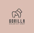 Gorilla Line Unique Animal Logo Icon Stock Vector. Silverback Gorilla Logo Symbol. Line Style Gorilla Ape or Monkey with Abstract