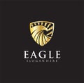 Golden Eagle logotype falcon shield logo design Vector Image Illustration for Business.