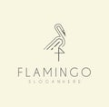 Flamingo logo vector line outline monoline icon illustration. One Line Art Heron Logo Template Stock Vector