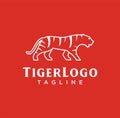 Tiger logo Line Art Flat Style. emblem template mascot symbol Design Vector Royalty Free Stock Photo