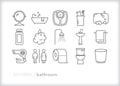 Bathroom icons of items for cleaning, shower, and self care Royalty Free Stock Photo