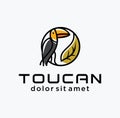 Toucan bird logo monoline line art design icon Vector Stock template Royalty Free Stock Photo