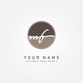 Initial Letter MF Logo - Simple Business Logo in Signature Style Royalty Free Stock Photo