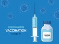 Syringe with vaccine bottle for coronavirus. Covid-19 Vacctination Poster. Vector illustratio