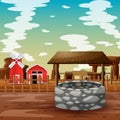 A well with farm in the desert illustration