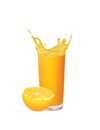 Orange juice splash glass