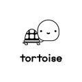 Outlined cute cartoon tortoise