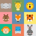 Cute lion face, tiger faced, elephant face, giraffe face, squirrel face, fox face, monkey face, hippo face, bunny face