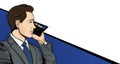 Pop art businessman suite is talking on the phone. Man in a business suit with a speech bubble. Royalty Free Stock Photo