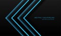 Abstract blue light neon arrow direction on black with blank space design modern futuristic technology background vector Royalty Free Stock Photo