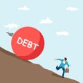 Business concept illustration of a businessman running away from debt. Royalty Free Stock Photo