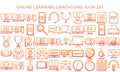 Simple gradations outline online learning icons set Royalty Free Stock Photo