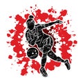 Bowling Sport Female Player Pose Cartoon Graphic Vector Royalty Free Stock Photo