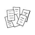 Pile of paper on white background. paper vector illustration. hand drawn vector. collection of paper, document. doodle art for log