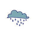 Cloudy with rain vector illustration on white background. cold day. rainy day, weather icon. hand drawn vector. doodle art for kid Royalty Free Stock Photo