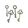 Set of keys on white background. vintage key icon. hand drawn doodle. antique design. home door lock. golden and bronze. doodle ar Royalty Free Stock Photo