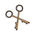 Key to the house on white background. golden key icon. hand drawn vector. house door lock. vintage and antique. logo for success. Royalty Free Stock Photo