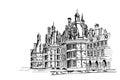 Sketch of Chambord castle, France Royalty Free Stock Photo