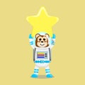 Illustration vector graphic cartoon of cute monkey astronaut raises a star