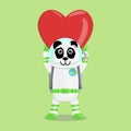 Illustration vector graphic cartoon of cute panda astronaut raises a love