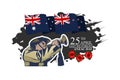 April 25, `Lest We Forget`. Happy Anzac Day Vector Illustration.