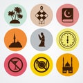 Ramadan icons set, set of Ramadan icons flat. Royalty Free Stock Photo