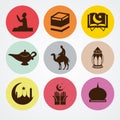 Set of ramadan icons, ramadan flat icons Royalty Free Stock Photo