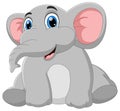 Cute baby elephant cartoon on a white background Royalty Free Stock Photo