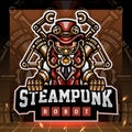 Steampunk robot mascot. esport logo design Royalty Free Stock Photo