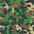 Digital camo. Seamless camouflage pattern. Military modern texture. Green, brown and black forest colors. Vector Royalty Free Stock Photo