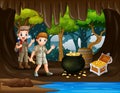 Two scout boys in the treasure cave