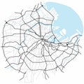 Tokyo city map Japan - town streets on the plan. Monochrome line map of the scheme of road. Architectural ba background. Vector