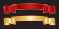 13 Elegance red and gold ribbon banner. Vector Banner Stock Illustration Royalty Free Stock Photo