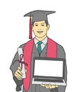 Young male graduate feeling happy and proud to receive his university diploma, Royalty Free Stock Photo