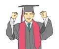 Young male graduate feeling happy and proud to receive his university diploma, Royalty Free Stock Photo