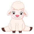 Cartoon funny baby sheep sitting