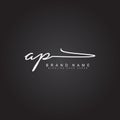 Initial Letter AP Logo - Handwritten Signature Style Logo