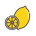 Yellow lemon filled-outline flat icon