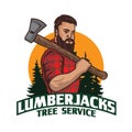 Lumber jack with axe in vecor illustration style, perfect for wood cutting company logo